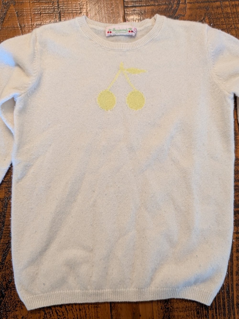 Bonpoint Girl's Sweater with Signature Yellow Cherry Motif (Size 6Y)